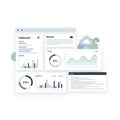 Modern Business Dashboard Interface with Data Analytics Charts and Cloud Computing Icons Royalty Free Stock Photo