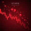 Modern business decline chart vector with stars on dark red background. Royalty Free Stock Photo