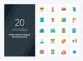 20 Modern Business And Business Essentials Flat Color icon for presentation Royalty Free Stock Photo