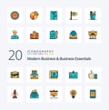 20 Modern Business And Business Essentials Line Filled Color icon Pack like contacts business communication book mail