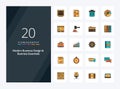 20 Modern Business And Business Essentials line Filled icon for presentation Royalty Free Stock Photo