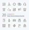 20 Modern Business And Business Essentials Line icon Pack like case baggage advantage travel strategy Royalty Free Stock Photo