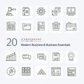 20 Modern Business And Business Essentials Line icon Pack like finance business bubble document social