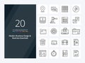 20 Modern Business And Business Essentials Outline icon for presentation. Vector Line icons illustration