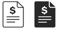 Modern business icon set featuring a document with a dollar sign in outline and solid styles for finance and banking Royalty Free Stock Photo