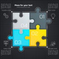 Modern business infographic for your presentation. Four puzzle pieces. Vector. Royalty Free Stock Photo