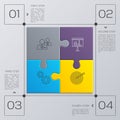 Modern business infographic for your presentation. Four steps to success. Puzzle pieces. Vector. Royalty Free Stock Photo