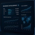 AI powered business intelligence dashboard with predictive analytics and real-time data visualization Royalty Free Stock Photo