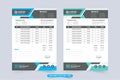 Modern business invoice and price receipt template vector. Company product purchase and cash receipt design with blue and green Royalty Free Stock Photo