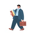 Modern business man with chubby physique flat vector illustration isolated.