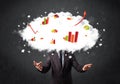 Modern business man with a graph cloud head Royalty Free Stock Photo