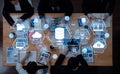 Modern Business Meeting with Digital Data Visualization and Analytics Tools in a Corporate Environment Focused on Team Royalty Free Stock Photo