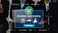 Modern Business Payment Process with Digital Security and Confirmation, Illustrating Successful Transaction on Laptop Royalty Free Stock Photo