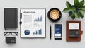 Modern Business Planning Flat Lay with Office Essentials Royalty Free Stock Photo