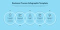 Modern business process infographic template with five successive steps - blue version