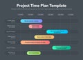 Modern business project time plan template with project tasks in time intervals - dark version