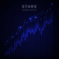 Modern business star growing chart vector on blue background.