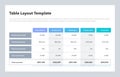 Modern business table layout template with the total sum row and place for your content