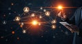 Modern Business Technology Interface with Digital Human Network and Data Connectivity Royalty Free Stock Photo