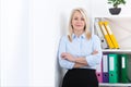 Modern business woman in office with copy space Royalty Free Stock Photo