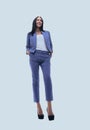 Modern business woman smiling and standing over a white backgrou Royalty Free Stock Photo