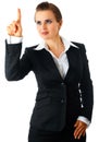 Modern business woman touching abstract screen