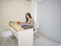 Modern business women take serious and working on her desk Royalty Free Stock Photo