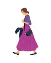 Modern business women walking side view vector. Royalty Free Stock Photo