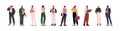 Modern businessmen in suit set. People in formal office costume standing. Diverse business men, workers, employee group