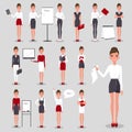 Modern Businesswoman at Work Illustrations Set