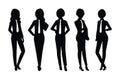 Modern businesswoman silhouette set vector on a white background. Stylish women wearing suits and standing in different positions