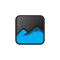 Modern button symbol mountain logo vector design illustration Royalty Free Stock Photo