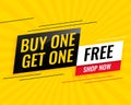 Modern buy one get one free sale yellow banner design