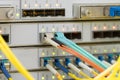 Modern cable internet connection. There are high speed central router interfaces in the server room. Fiber optic data transmission