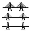 Modern cable suspension bridge black symbol