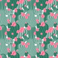 Modern Cactus Flower Cartoon Vector Background Pattern Seamless Royalty Free Stock Photo