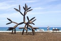 A modern cactus sculpture in steel at the beach in Playa de Las Americas in Tenereiffe