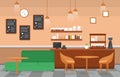 Modern Cafe Coffee Shop Interior Furniture Restaurant Flat Design Illustration Royalty Free Stock Photo