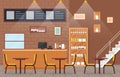 Modern Cafe Coffee Shop Interior Furniture Restaurant Flat Design Illustration Royalty Free Stock Photo