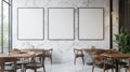Blank Frames, Restaurant Mockup, Interior Design, Wall Art Royalty Free Stock Photo