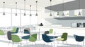 Modern Cafe Interior Sketch, Dining Space Design, Restaurant Royalty Free Stock Photo