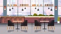 Modern cafe interior empty no people restaurant with furniture coffee point concept fat horizontal