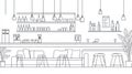 Bar Interior Outline - Black and White Modern Lounge Design Royalty Free Stock Photo