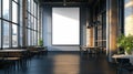 Modern loft cafe interior with large empty poster on wall, industrial design Royalty Free Stock Photo