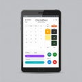 Modern Calendar App UI on a Tablet Device Royalty Free Stock Photo