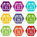 Modern calendar icons set 9 vector