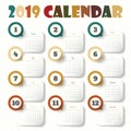 2019 Modern calendar template .Vector/illustration.