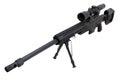 Modern .338 caliber sniper rifle with bipod Royalty Free Stock Photo