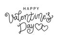 Modern calligraphy lettering of Happy Valentines day in black isolated on white background