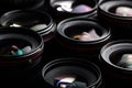 Modern camera lenses with reflections